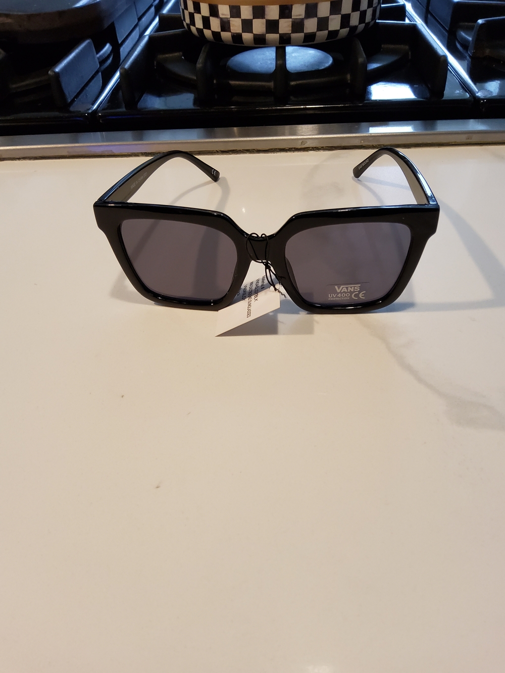 Vans Black Women's Square Sunglasses with Gray Lenses